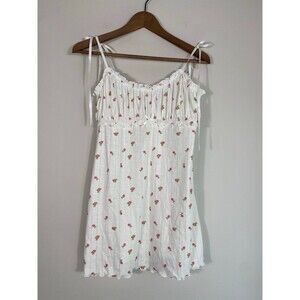 For Love & Lemons White Pink Rose Print Nightie - Size Small